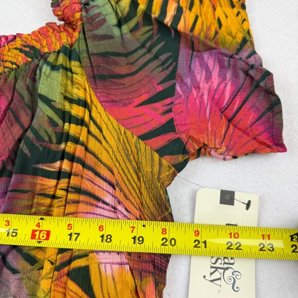 Terra & Sky Women's Off Shoulder Tropical Green Pink Maxi Dress Sz 2X  (20W-22W) - Picture 9 of 10